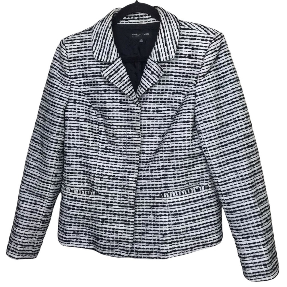 Jones New York Black White Blazer Coat
